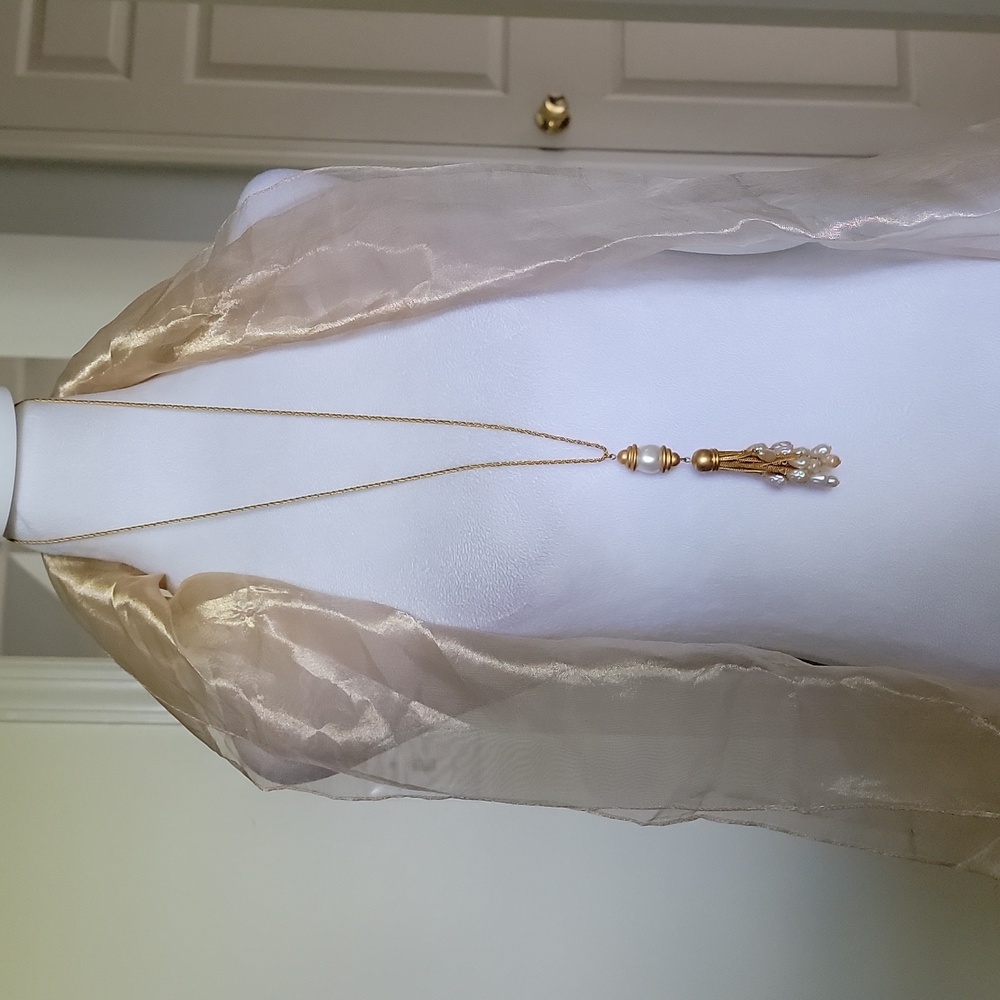 ANNE KLEIN pearl tassel necklace
